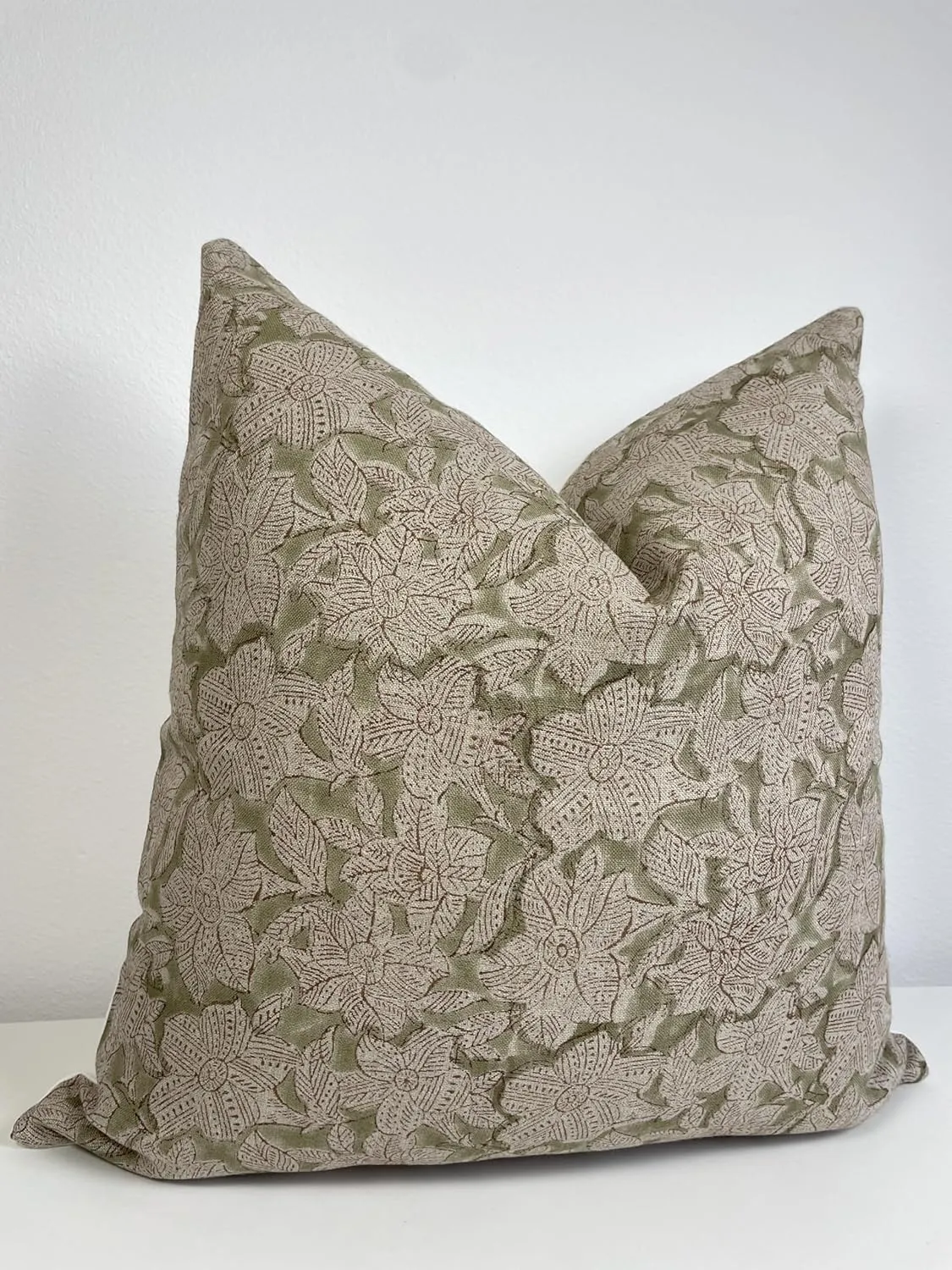 Canyon Theory Hand Block Print Pure Linen 20x20 Inch Throw Pillow Cover: Handmade Vintage Cushion Cover (Jura)