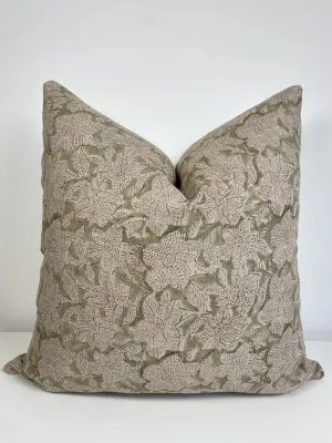 Canyon Theory Hand Block Print Pure Linen 20x20 Inch Throw Pillow Cover: Handmade Vintage Cushion Cover (Jura)