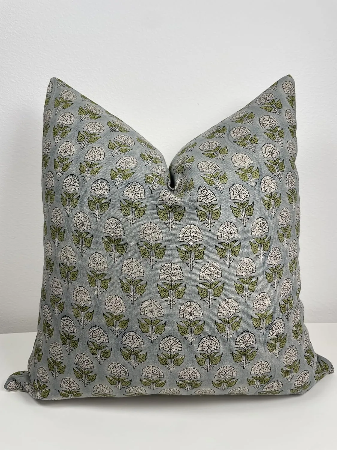 Canyon Theory Hand Block Print Pure Linen 20x20 Inch Throw Pillow Cover: Handmade Vintage Cushion Cover (Sawyer)