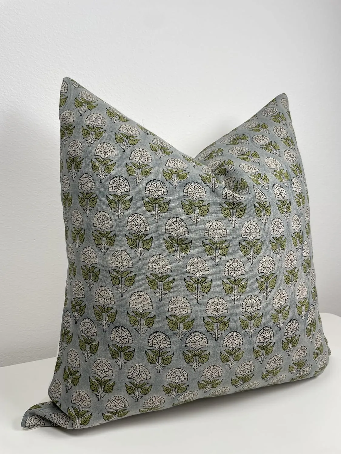 Canyon Theory Hand Block Print Pure Linen 20x20 Inch Throw Pillow Cover: Handmade Vintage Cushion Cover (Sawyer)