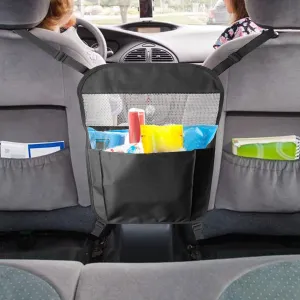 Car Handbag Holder Between Seats, Large Capacity Automotive Purse Holder, Universal Net Vehicle Safe Barrier of Pet Kids, Auto Interior Storage Bag Organizer Accessories for Phone Document (Black)