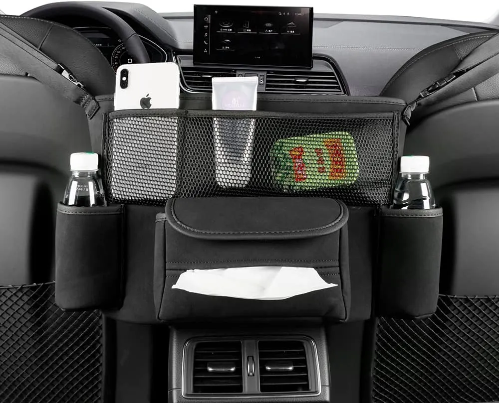 Car Net Pocket Handbag Holder Between Seats Purse Holder for Car Back Seat Organizers Storage Automotive Consoles & Organizers Front Seat Car Handbag Holder Barrier of Backseat Pet Kids 2