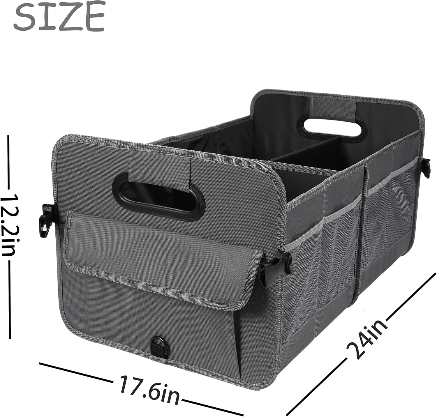 Car Trunk Organizer Car Storage Organizer Collapsible Multi Compartment Car Organizer Adjustable Straps Car Organizer for SUV(Gray)