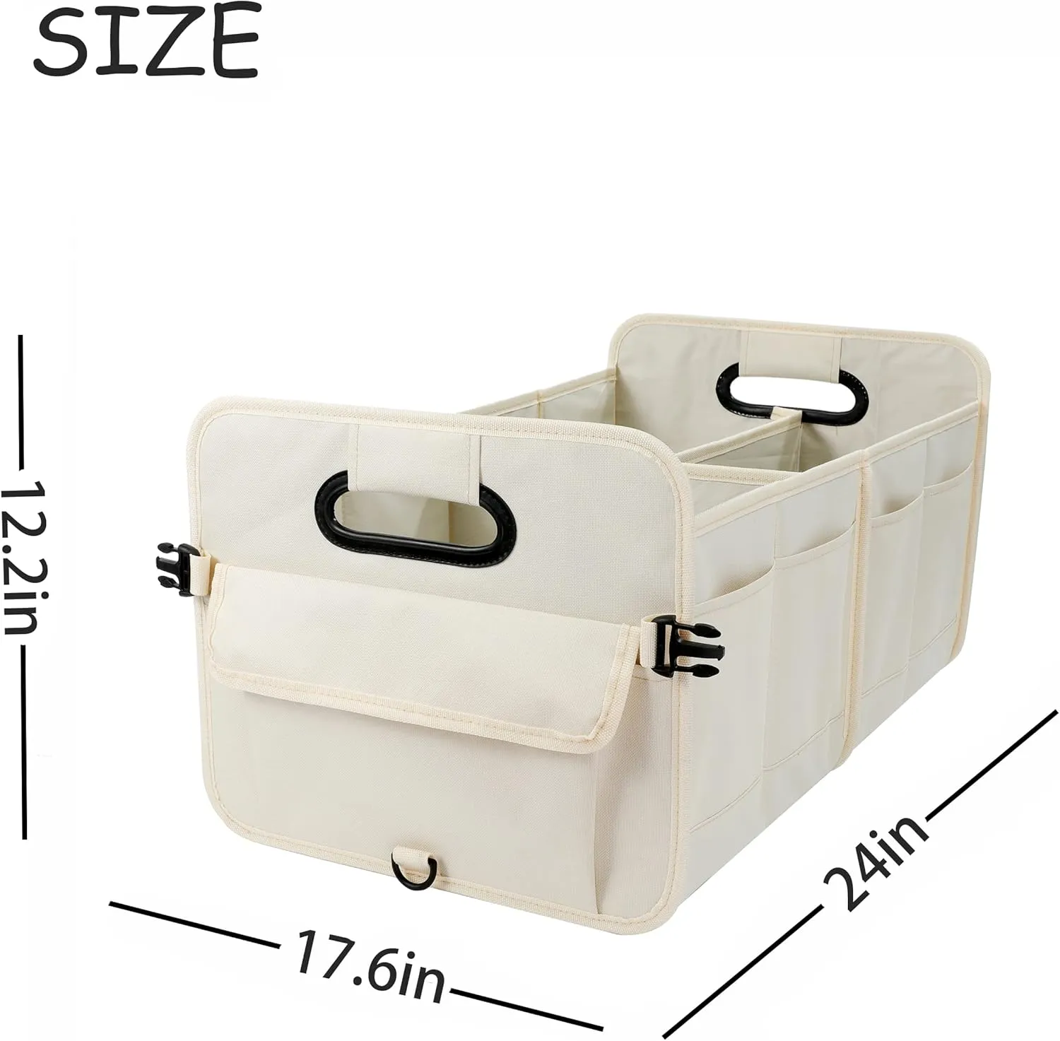 Car Trunk Organizer Car Storage Organizer Collapsible Multi Compartment Car Organizer Adjustable Straps for SUV(Beige)