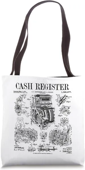 Cash Register Vintage Patent Print Shop Owner Money Business Tote Bag