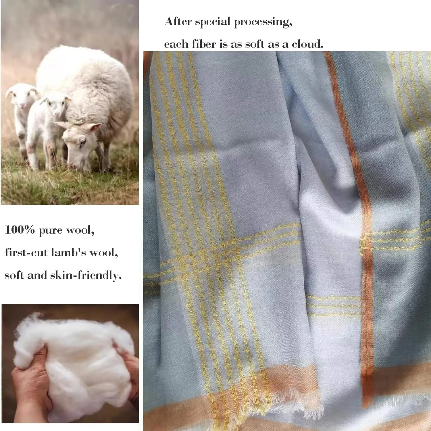 Cashmere-soft lightweight wool scarf, Pashmina Shawls and Wraps for Evening Dresses Travel Office Wedding