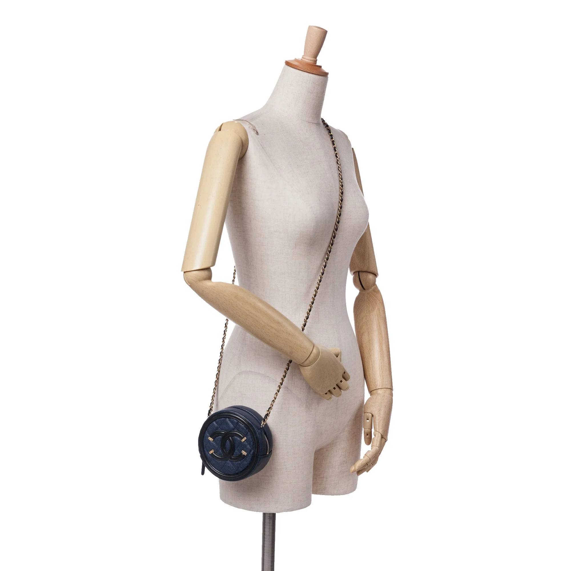 Caviar CC Filigree Round Crossbody Bag