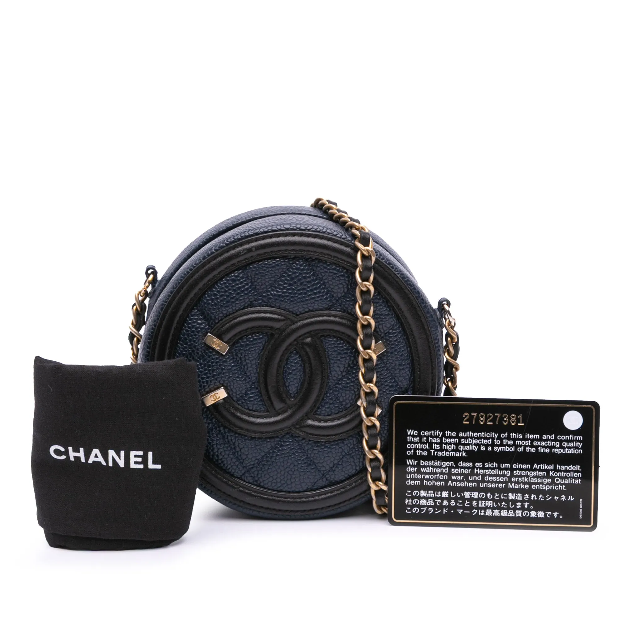 Caviar CC Filigree Round Crossbody Bag