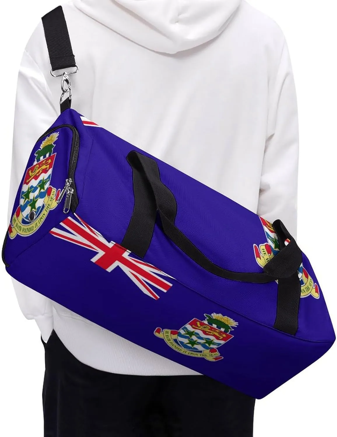 Cayman Lslands Flag Duffel for Men Women with Shoe Compartment and Wet Pocket