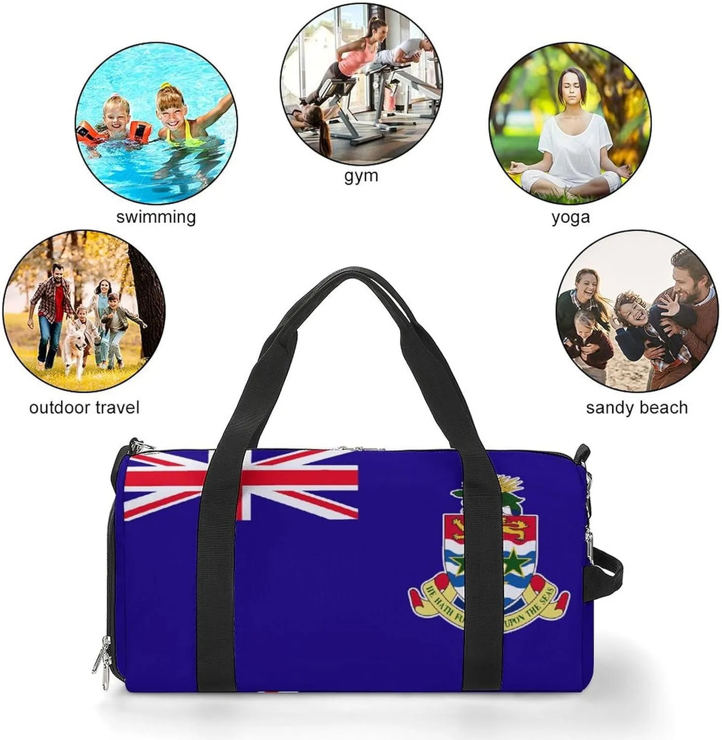 Cayman Lslands Flag Duffel for Men Women with Shoe Compartment and Wet Pocket