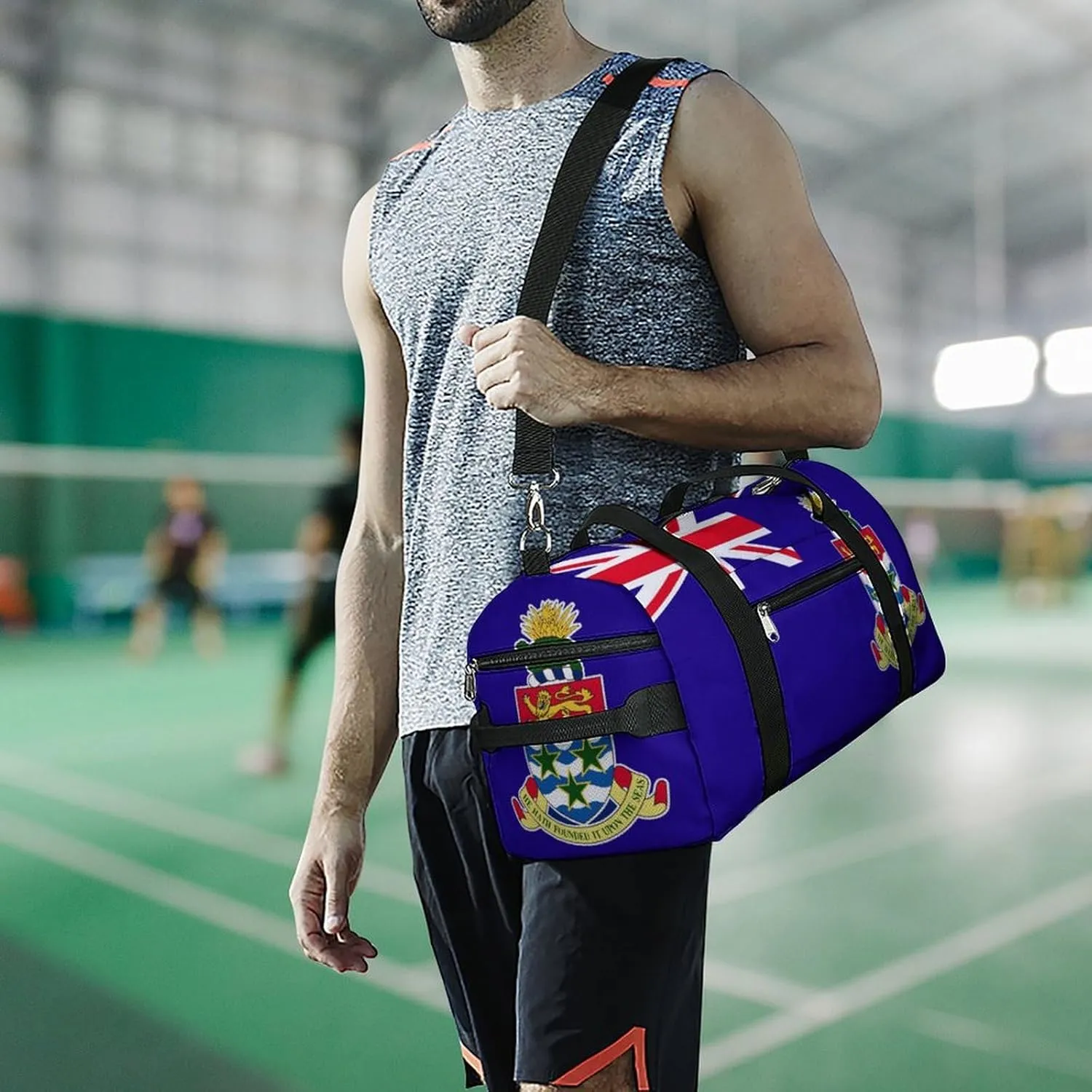 Cayman Lslands Flag Duffel for Men Women with Shoe Compartment and Wet Pocket