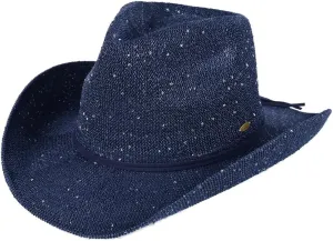 C.C Sparkly Sequin Cowboy Hat with Suede String Trim