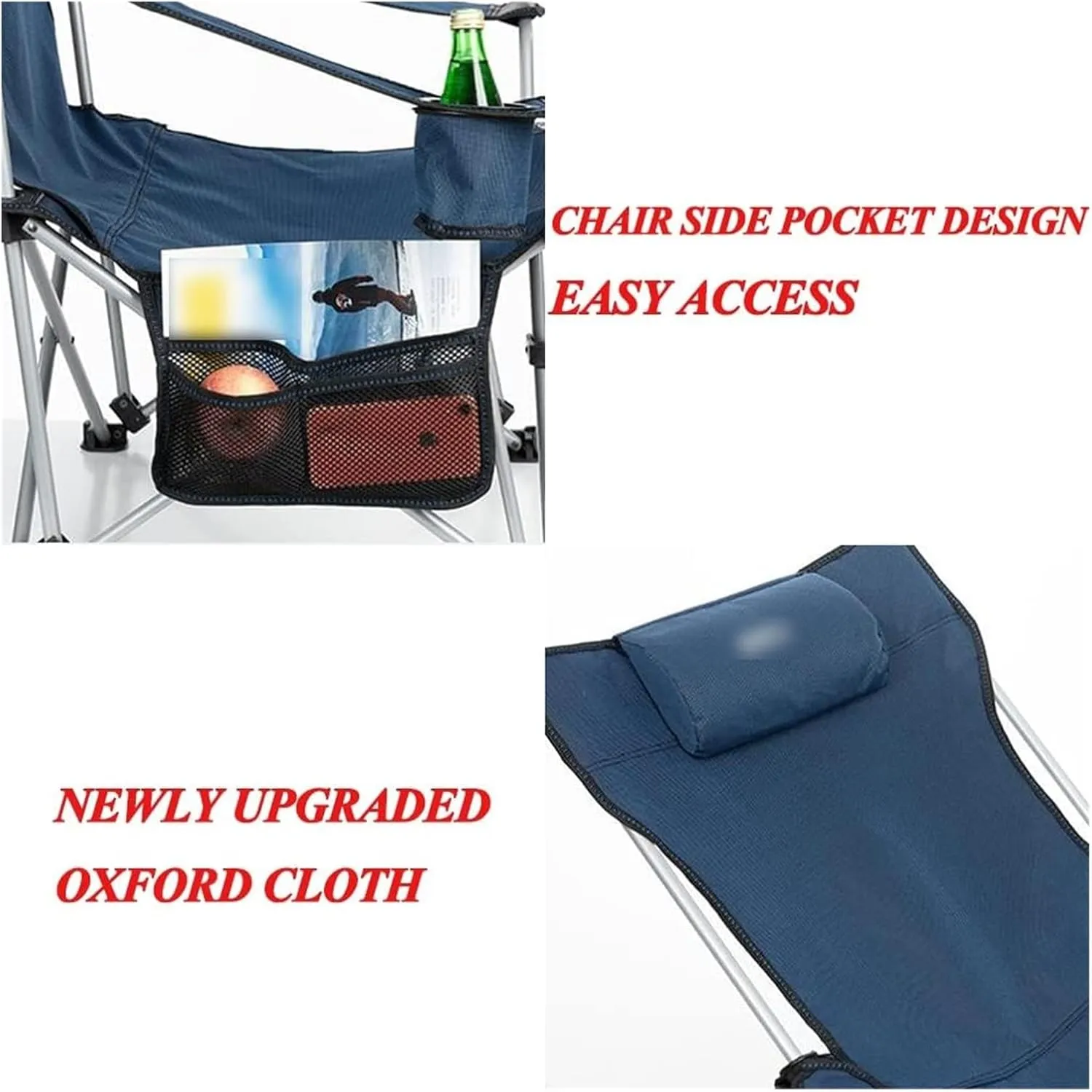 Chair Portable Chair Camping, Lounge Chair Living Room, Folding Padded Camping Chair Steel Frame Collapsible Lawn Outdoor Chair With Side Pockets And Footrest Leisure Chair With Pillow ( Color : Green