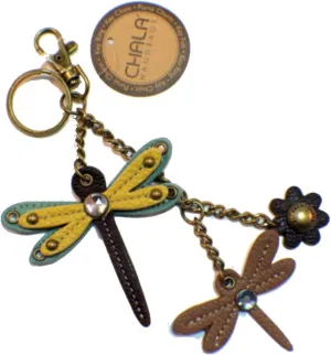 CHALA Dragonfly Key Chain Purse Leather Bag Fob Charm New