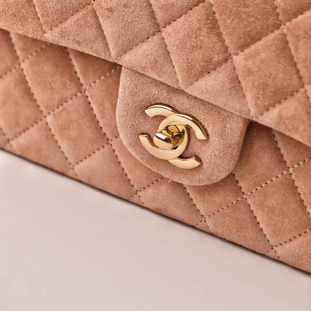 Chanel Classic Flap Light Pink Suede Medium Bag