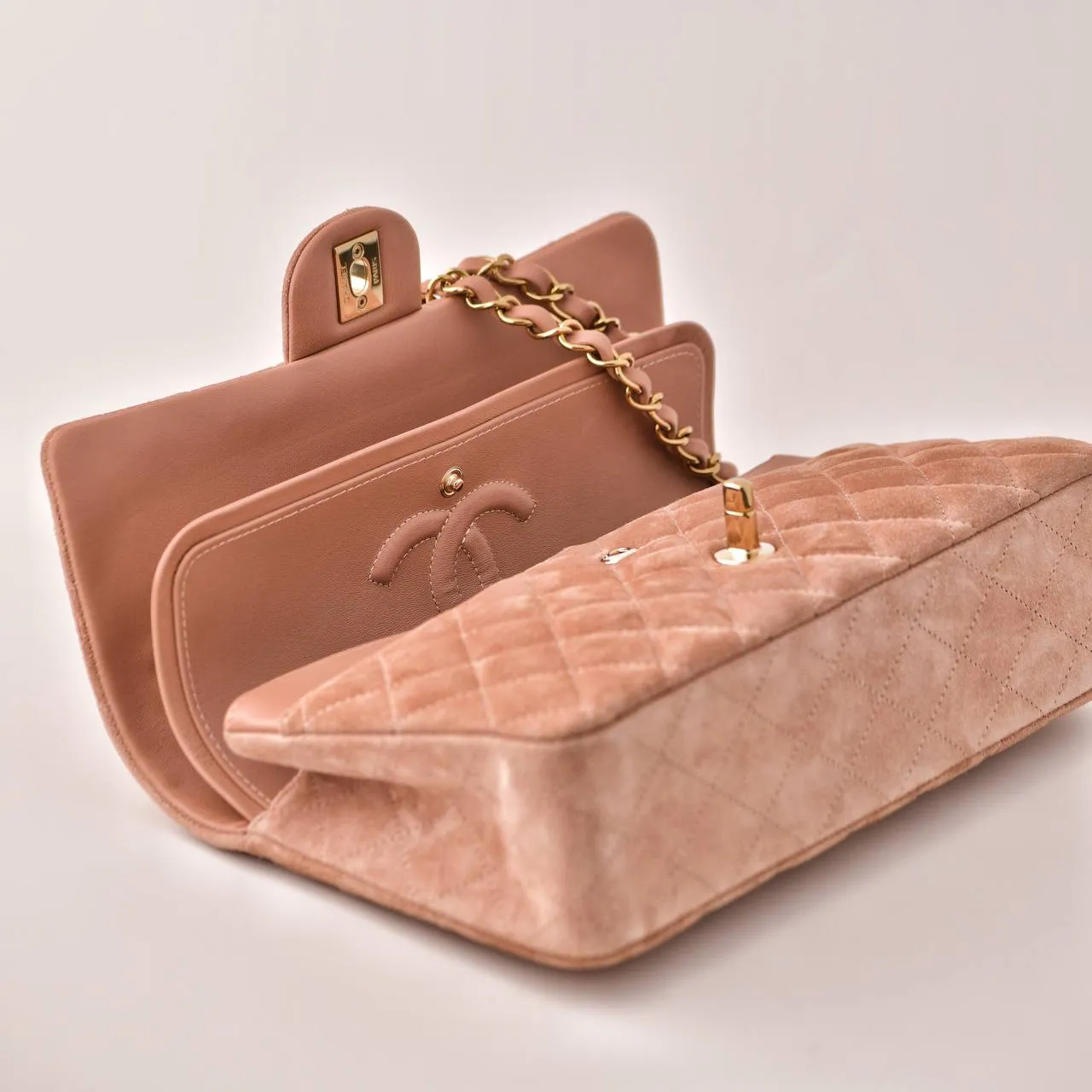 Chanel Classic Flap Light Pink Suede Medium Bag