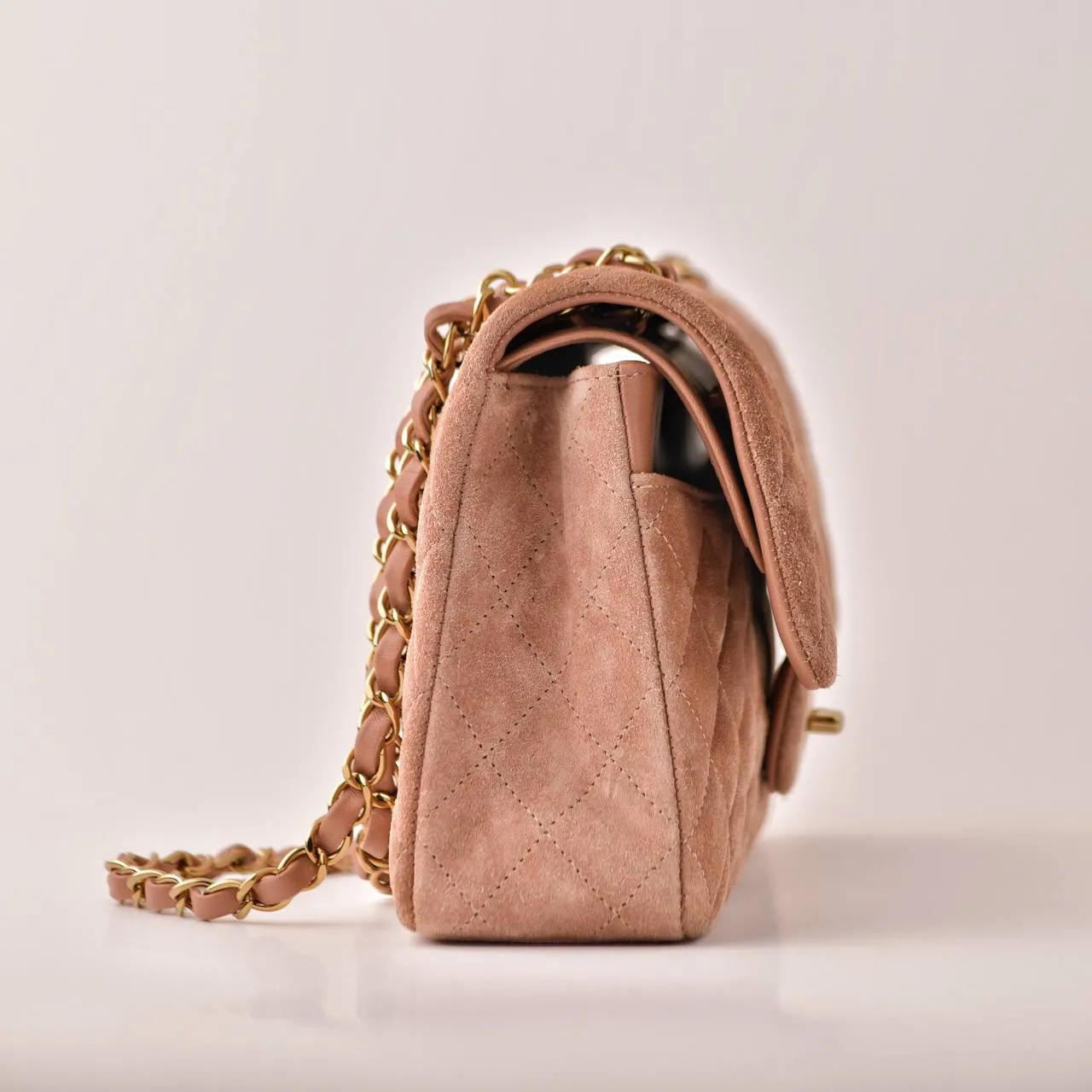 Chanel Classic Flap Light Pink Suede Medium Bag