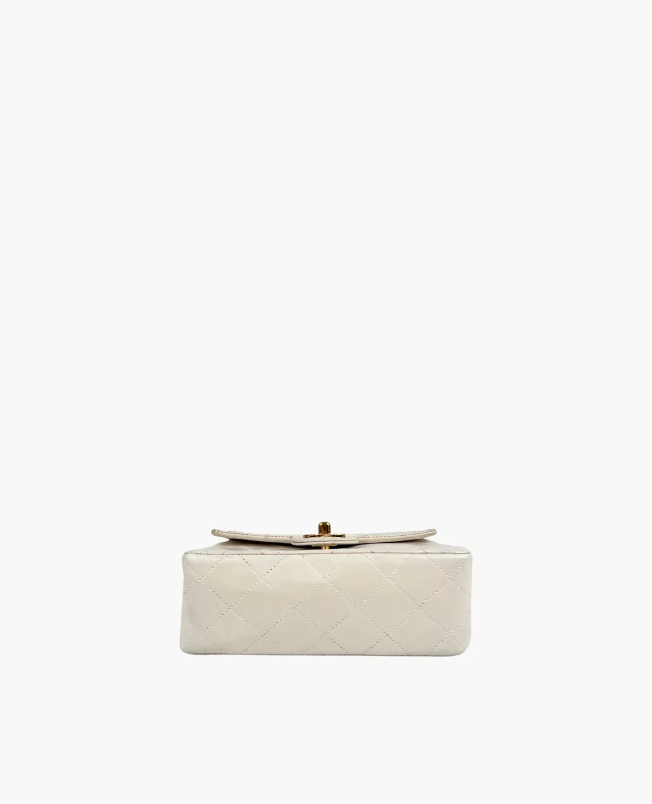 Chanel Vintage Square White Lambskin 24k GHW