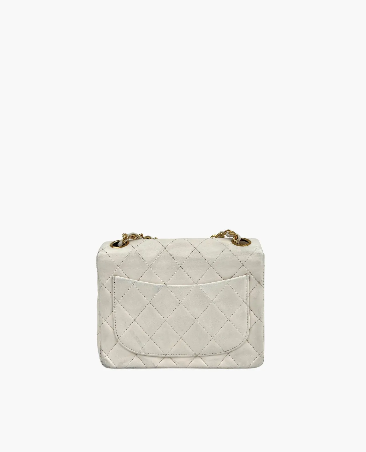 Chanel Vintage Square White Lambskin 24k GHW