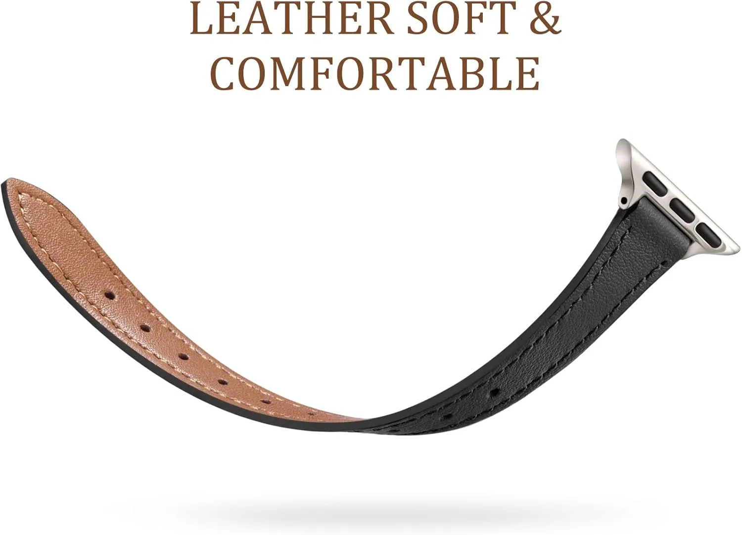 Charlam Slim Leather Band Compatible with Apple Watch Band 40mm 38mm 41mm 42mm 44mm 45mm 46mm Women,Top Grain Genuine Leather Strap Thin Watch Wristband for iWatch Series 10 9 8 7 6 5 4 3 2 1 SE Ultra