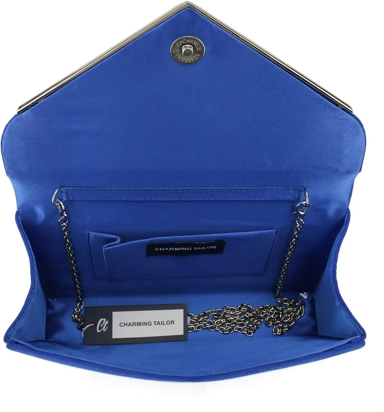 CHARMING TAILOR Faux Suede Clutch Bag Elegant Metal Binding Evening Purse for Wedding/Prom/Black-Tie Events