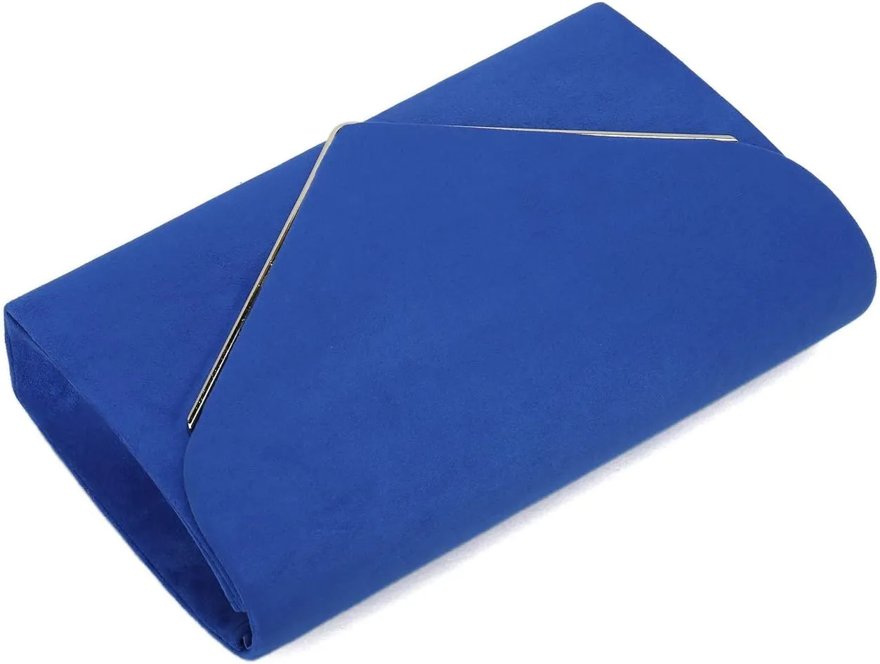 CHARMING TAILOR Faux Suede Clutch Bag Elegant Metal Binding Evening Purse for Wedding/Prom/Black-Tie Events