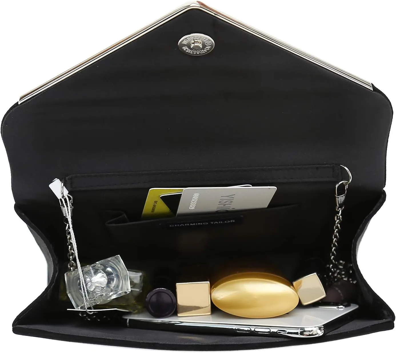 CHARMING TAILOR Faux Suede Clutch Bag Elegant Metal Binding Evening Purse for Wedding/Prom/Black-Tie Events