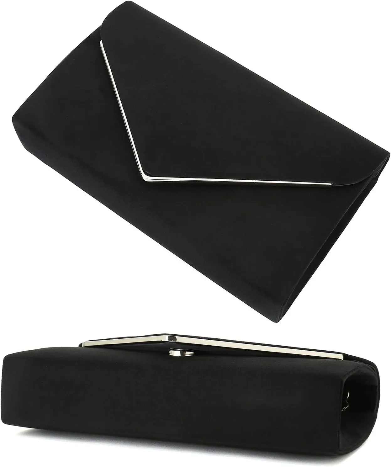 CHARMING TAILOR Faux Suede Clutch Bag Elegant Metal Binding Evening Purse for Wedding/Prom/Black-Tie Events