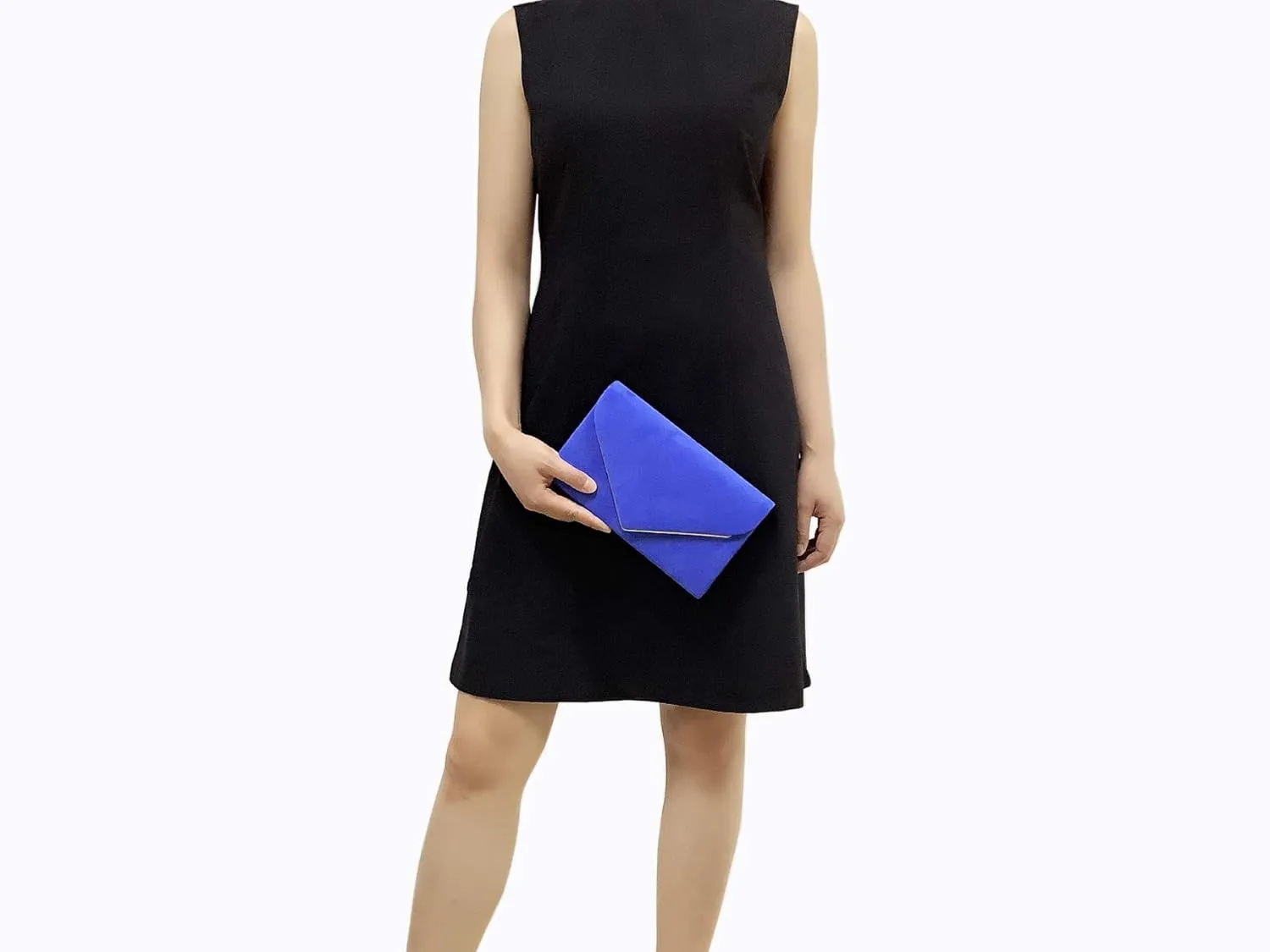 CHARMING TAILOR Faux Suede Clutch Bag Elegant Metal Binding Evening Purse for Wedding/Prom/Black-Tie Events
