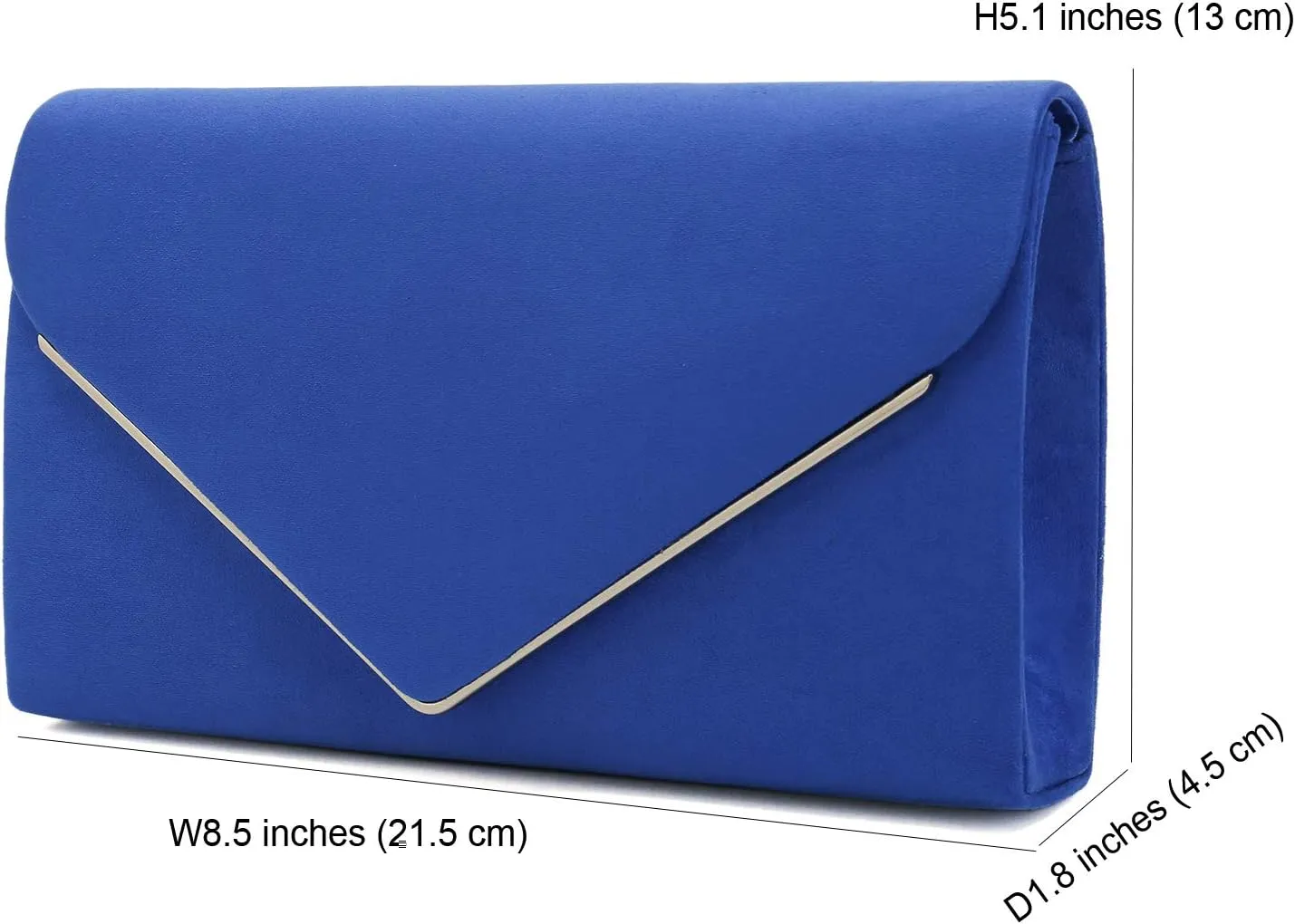 CHARMING TAILOR Faux Suede Clutch Bag Elegant Metal Binding Evening Purse for Wedding/Prom/Black-Tie Events