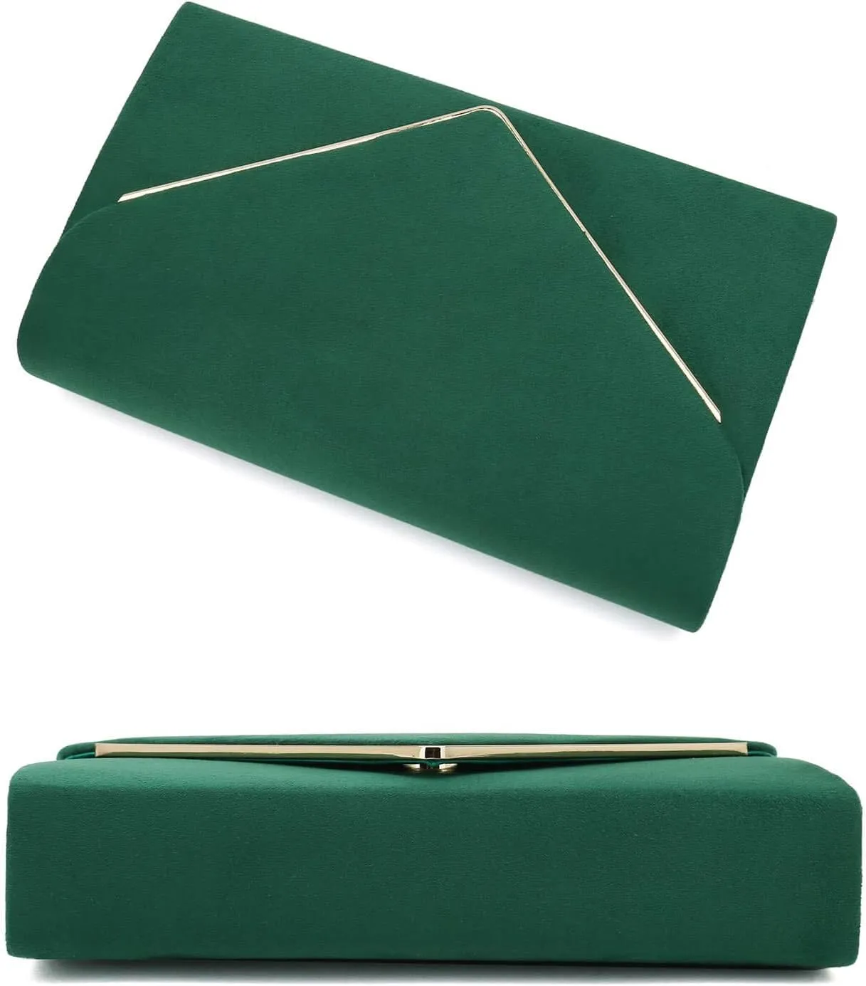 CHARMING TAILOR Faux Suede Clutch Bag Elegant Metal Binding Evening Purse for Wedding/Prom/Black-Tie Events