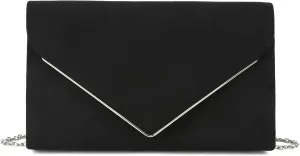 CHARMING TAILOR Faux Suede Clutch Bag Elegant Metal Binding Evening Purse for Wedding/Prom/Black-Tie Events