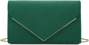 CHARMING TAILOR Faux Suede Clutch Bag Elegant Metal Binding Evening Purse for Wedding/Prom/Black-Tie Events