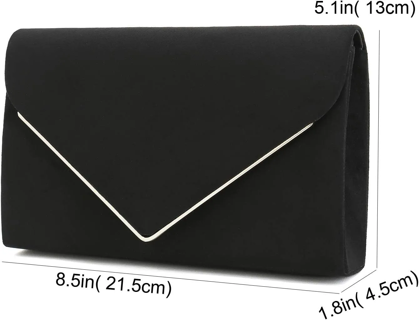 CHARMING TAILOR Faux Suede Clutch Bag Elegant Metal Binding Evening Purse for Wedding/Prom/Black-Tie Events