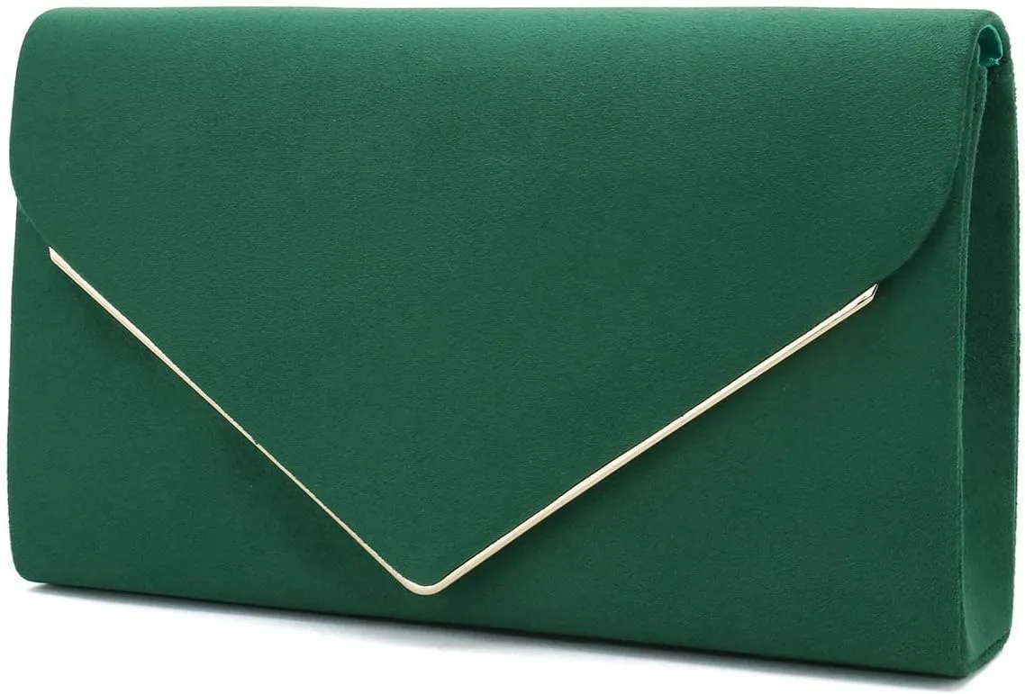 CHARMING TAILOR Faux Suede Clutch Bag Elegant Metal Binding Evening Purse for Wedding/Prom/Black-Tie Events