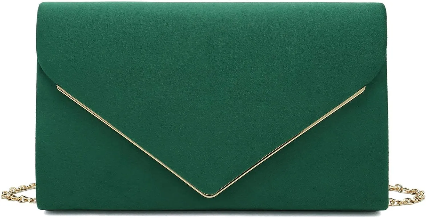 CHARMING TAILOR Faux Suede Clutch Bag Elegant Metal Binding Evening Purse for Wedding/Prom/Black-Tie Events