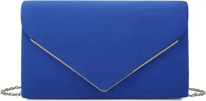 CHARMING TAILOR Faux Suede Clutch Bag Elegant Metal Binding Evening Purse for Wedding/Prom/Black-Tie Events