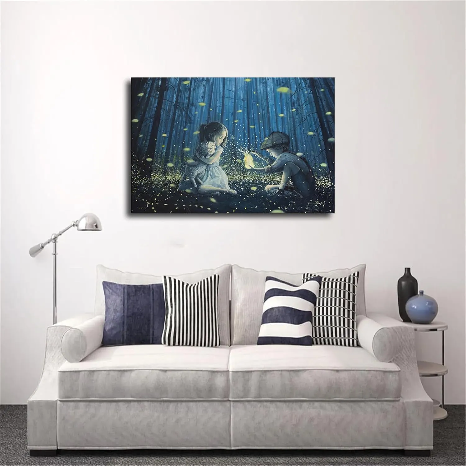 Chasing Fireflies Canvas – Enchanting Wall Art Print (Poster Unframe, 20x30)