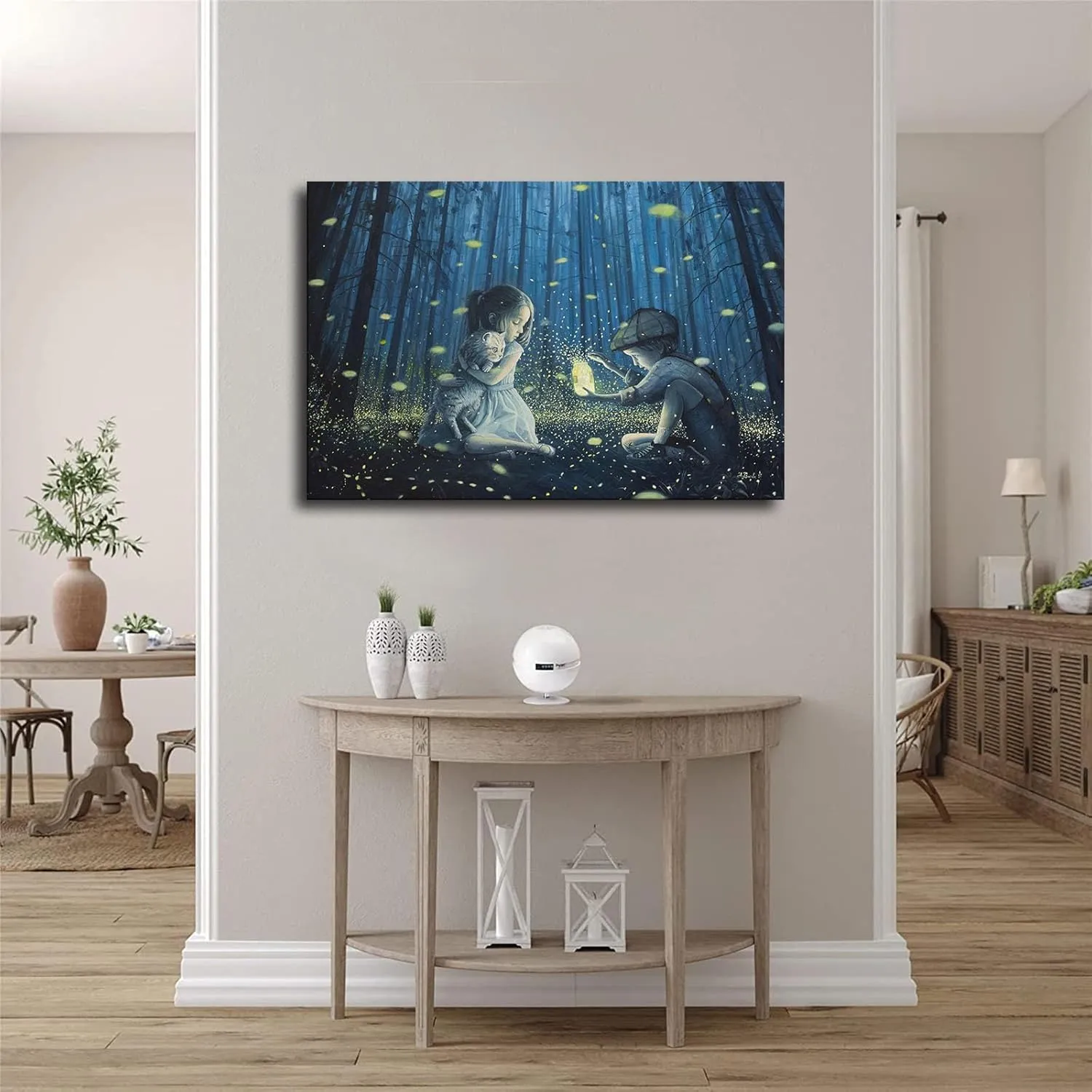 Chasing Fireflies Canvas – Enchanting Wall Art Print (Poster Unframe, 20x30)