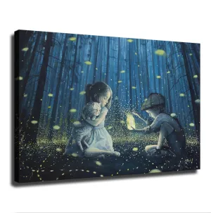 Chasing Fireflies Canvas – Enchanting Wall Art Print (Poster Unframe, 20x30)