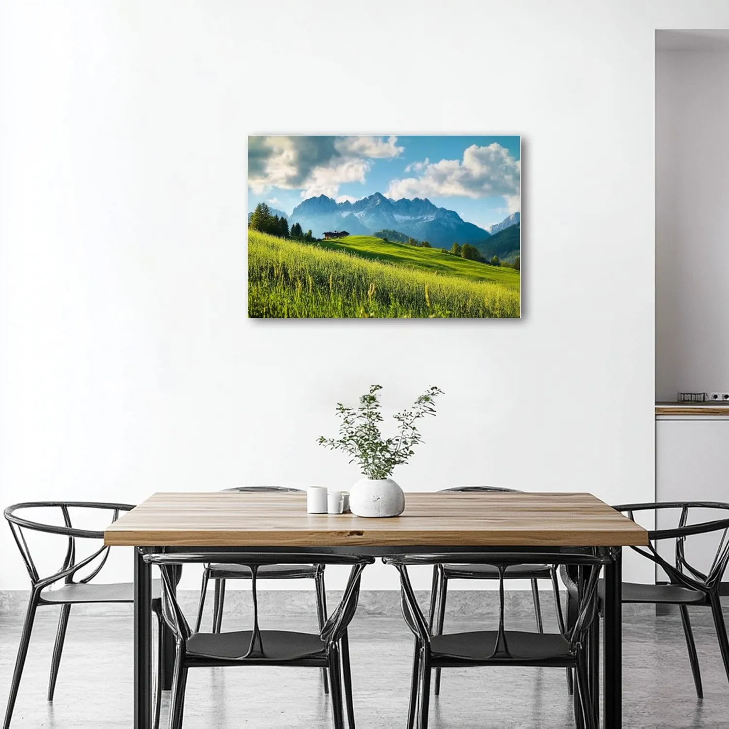 CHAUSSUREBAR Large Canvas Wall Art Idyllic alpine scenery farmhouse front Wilder Kaiser Austria Canvas Art Prints Pictures Wall Decor Living Room Wall Paintings for Bedroom Bathroom 20" x 32"