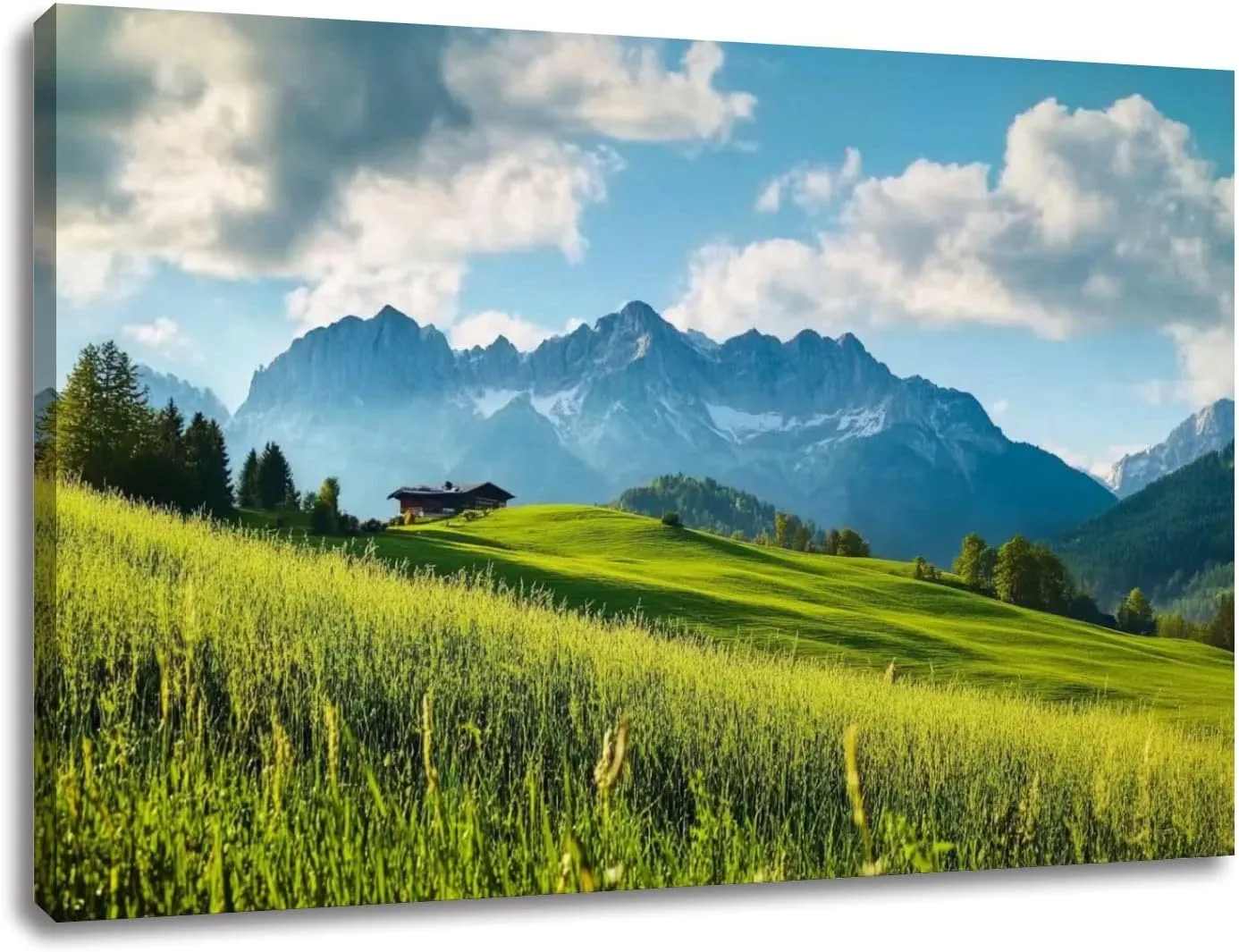CHAUSSUREBAR Large Canvas Wall Art Idyllic alpine scenery farmhouse front Wilder Kaiser Austria Canvas Art Prints Pictures Wall Decor Living Room Wall Paintings for Bedroom Bathroom 20" x 32"