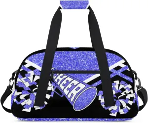Cheer Bag for Cheerleading, Sport Fitness Gymnastics Duffle Gym Training Travel Weekender Lightweight Bags, Light Blue Glitter Black