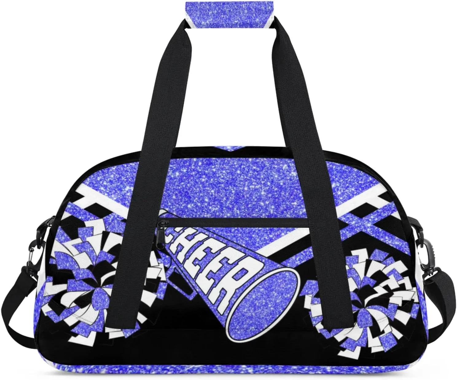 Cheer Bag for Cheerleading, Sport Fitness Gymnastics Duffle Gym Training Travel Weekender Lightweight Bags, Light Blue Glitter Black
