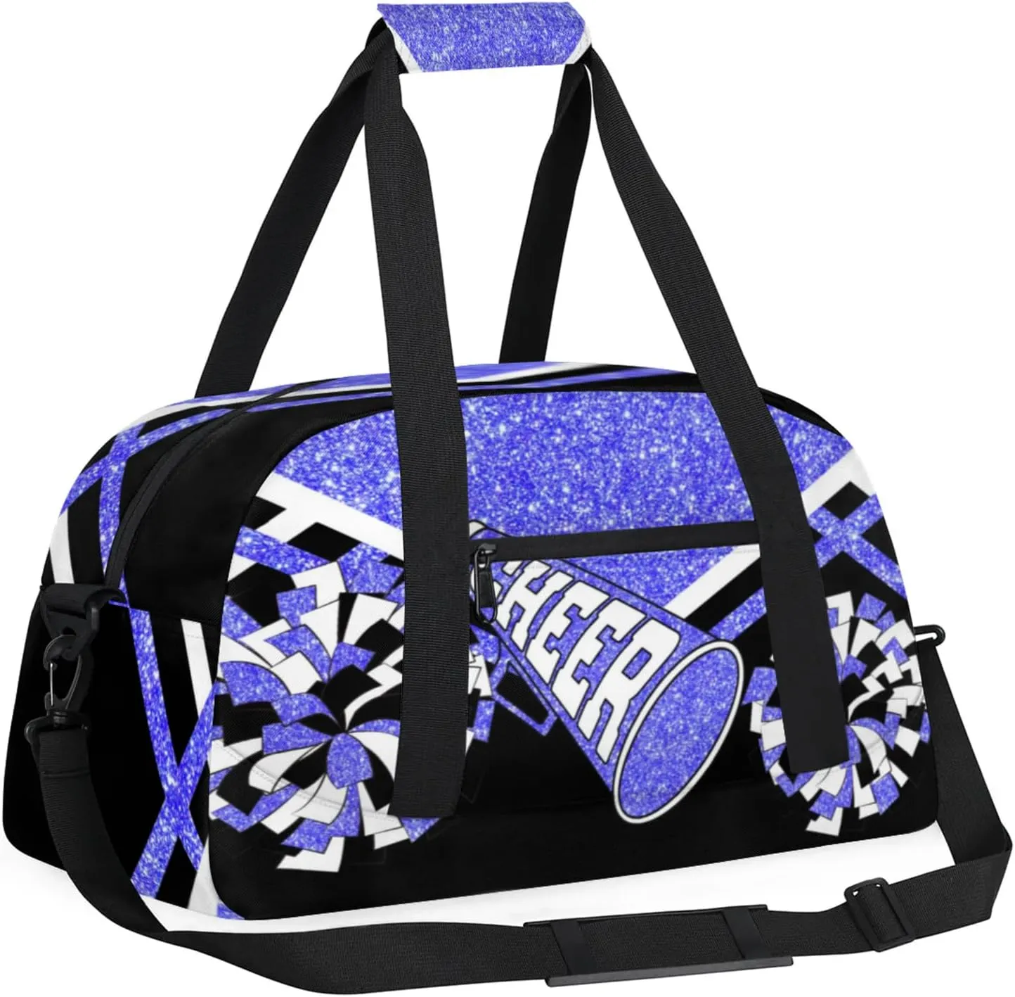 Cheer Bag for Cheerleading, Sport Fitness Gymnastics Duffle Gym Training Travel Weekender Lightweight Bags, Light Blue Glitter Black