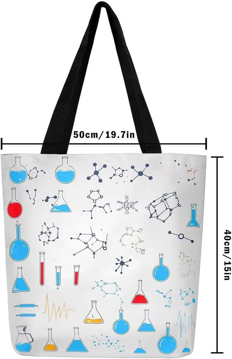 Chemical Equation Canvas Tote Bag for Women,Chemistry Large Capacity Gym Bag Science Students Learning Gift