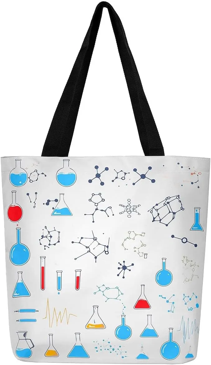 Chemical Equation Canvas Tote Bag for Women,Chemistry Large Capacity Gym Bag Science Students Learning Gift