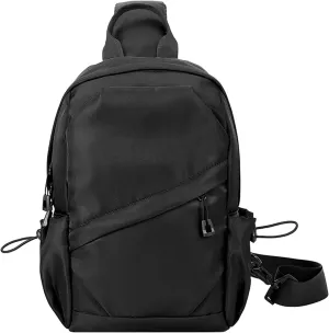 Chest Sling Bag for Men, Lightweight Nylon Shoulder Bags Casual Daypack for Commuting Travel Hiking Cycling (Black)