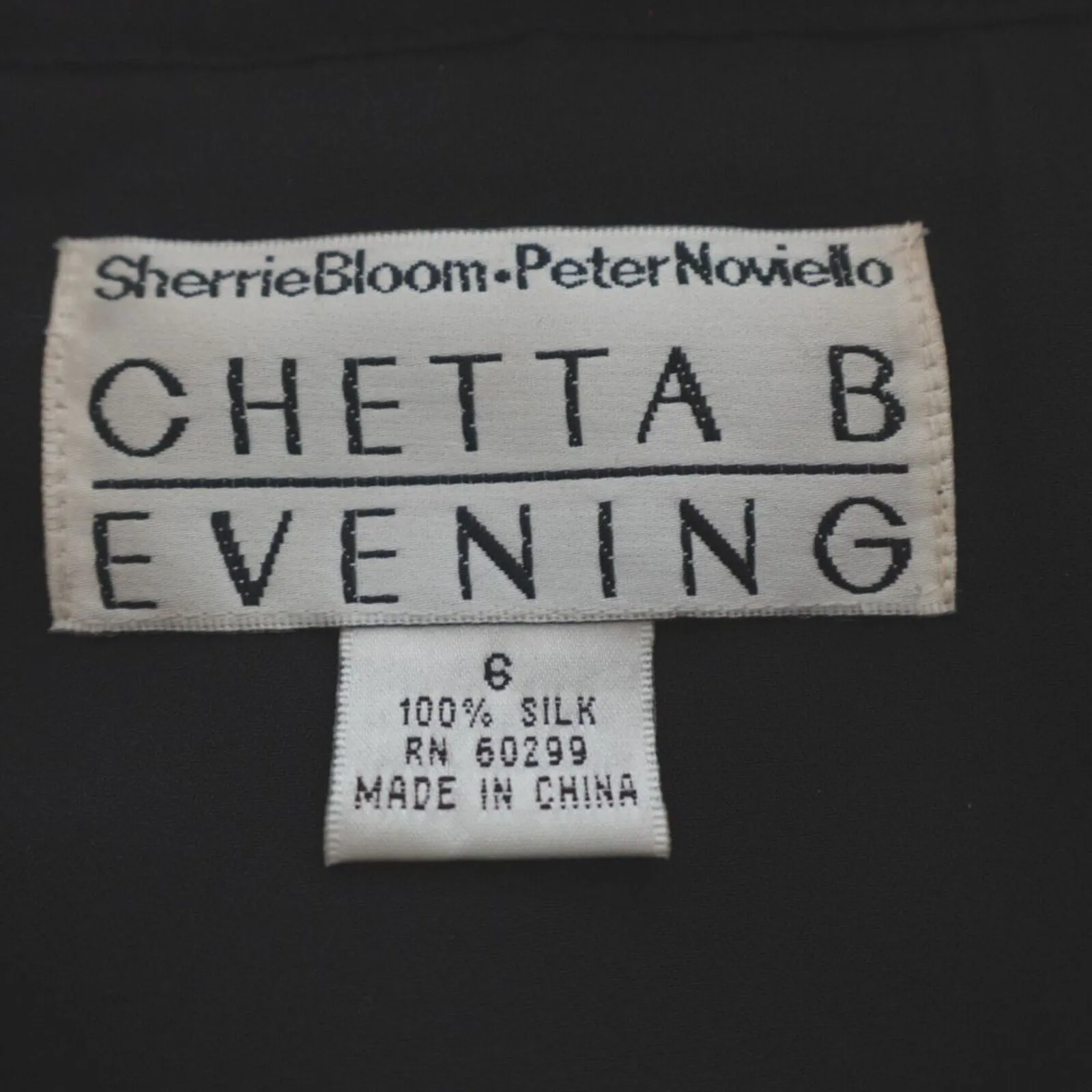 Chetta B Women's Evening Sequin Dress - Silk, 3/4 Sleeve Shirt,  Black White, Size 6