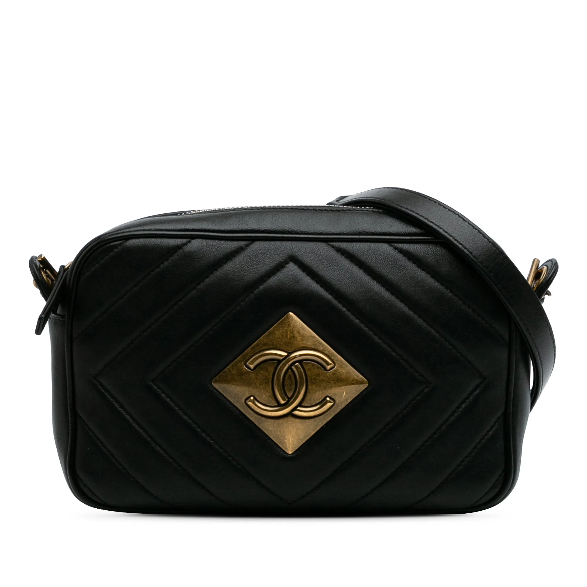 Chevron Lambskin Pyramid CC Camera Bag